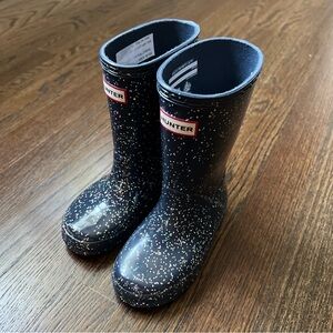 Hunter Boots Kids/Toddler, Navy Blue Glitter UK 7 U.S. 8B/9G